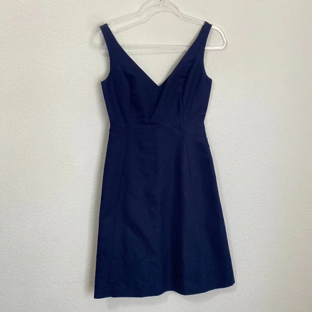 J. Crew Vintage Navy Double V 100% Cotton Dress